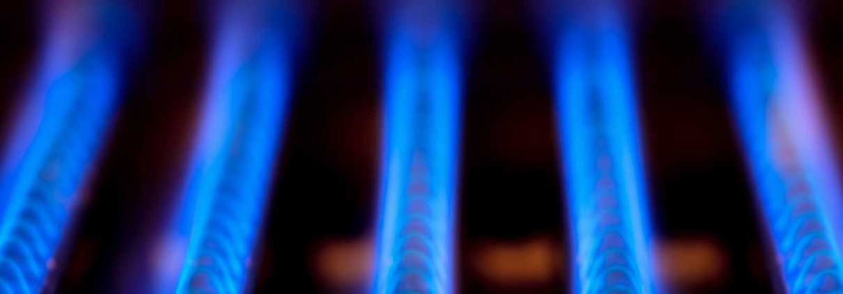 Blue burner on a home furnace